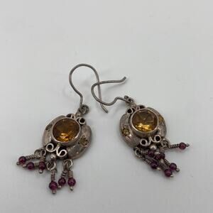 Sterling Silver yellow topaz boho earrings